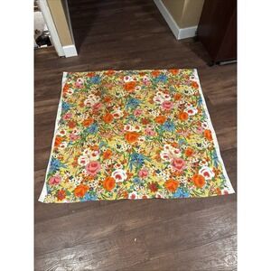1970s Floral Print Fabric Table Cloth